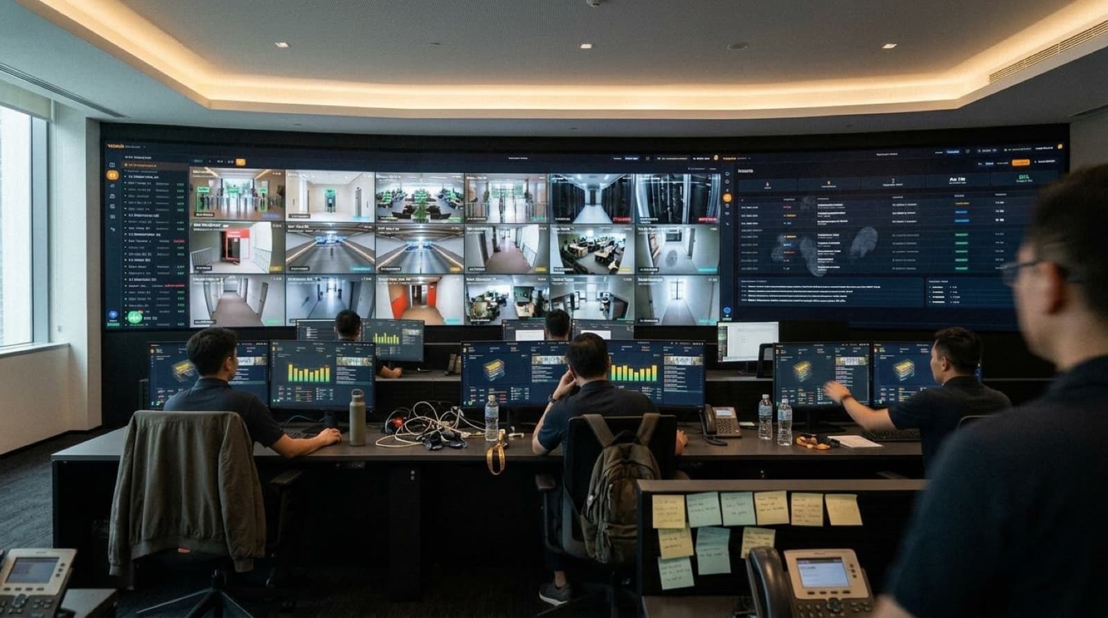 Operations room running Sirius, camera grid and incident board on the videowall