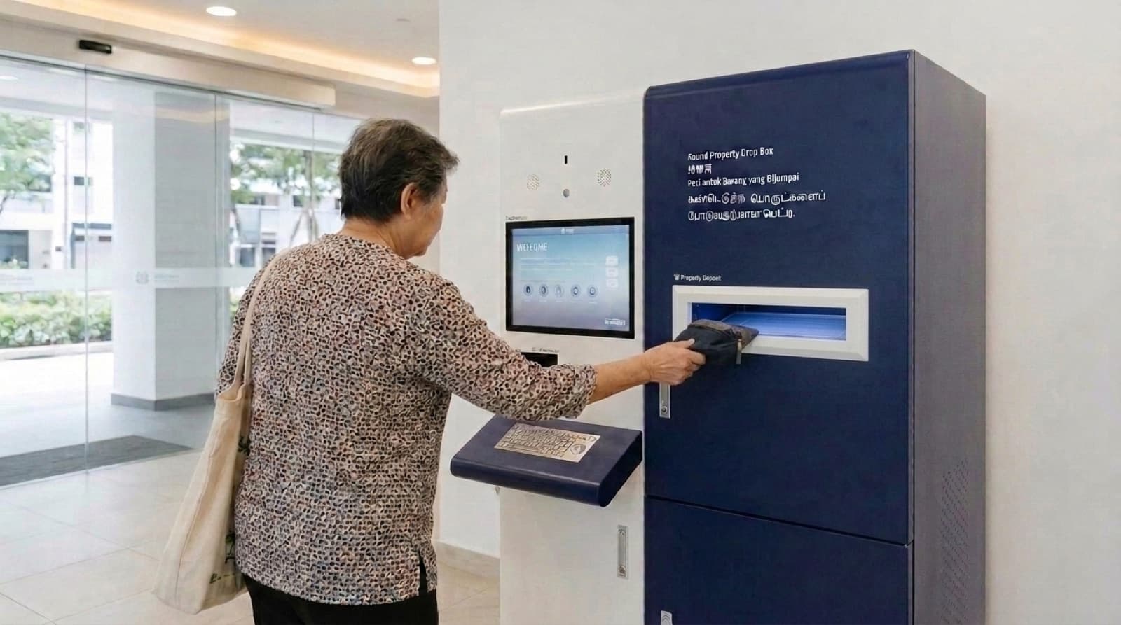 Found Property Dropbox kiosk at a police premises