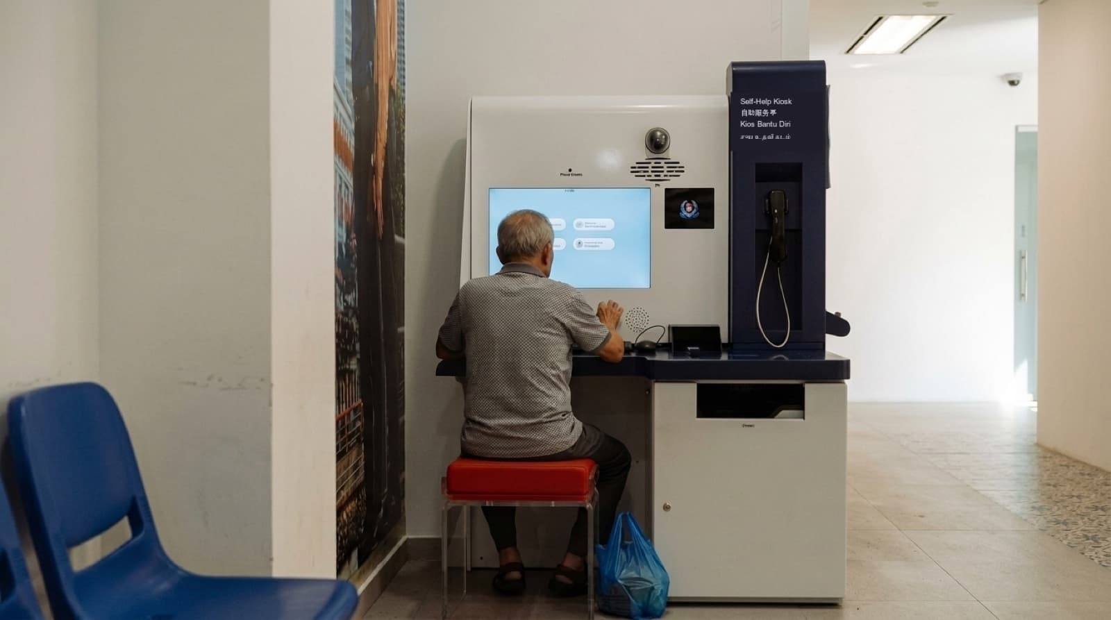 Self-Help Kiosk at a Singapore Police Force customer service counter